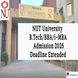 NIIT University B.Tech/BBA/i-MBA Admission 2026 Deadline Extended till March 13; Apply @niituniversity.in